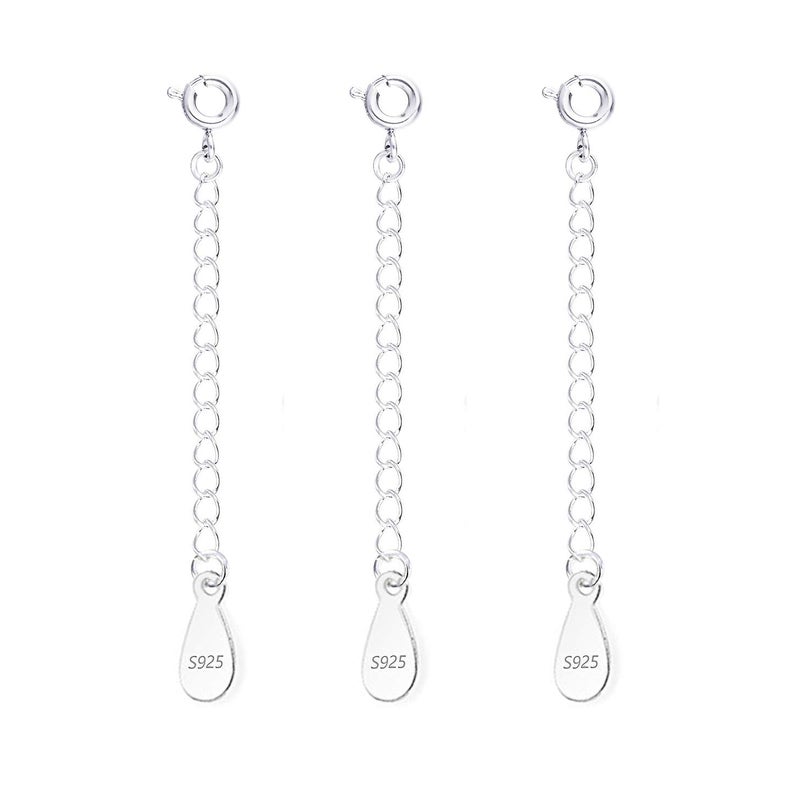 LANCHARMED 3 Pcs Necklace Extender, 925 Sterling Silver Extension for Jewelry Necklace Bracelet Anklet Extenders for Women Jewelry Making Chains 2 inch, Silver - Image 1